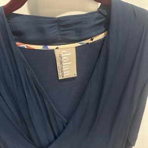 dolan Navy Wrap-Front Drape Top